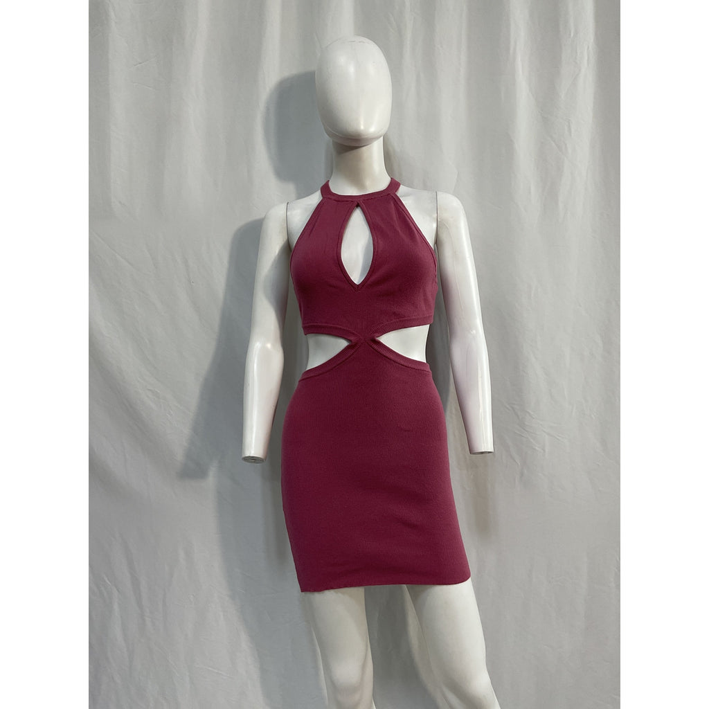 Michael Costello 'Niko' Pink Rayon Knit Mini Dress Size S