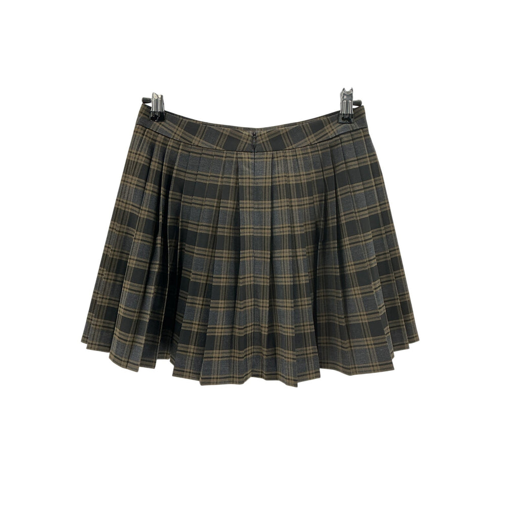 Sandro Brown Polyester Short Checked Pleated Skirt Size 34