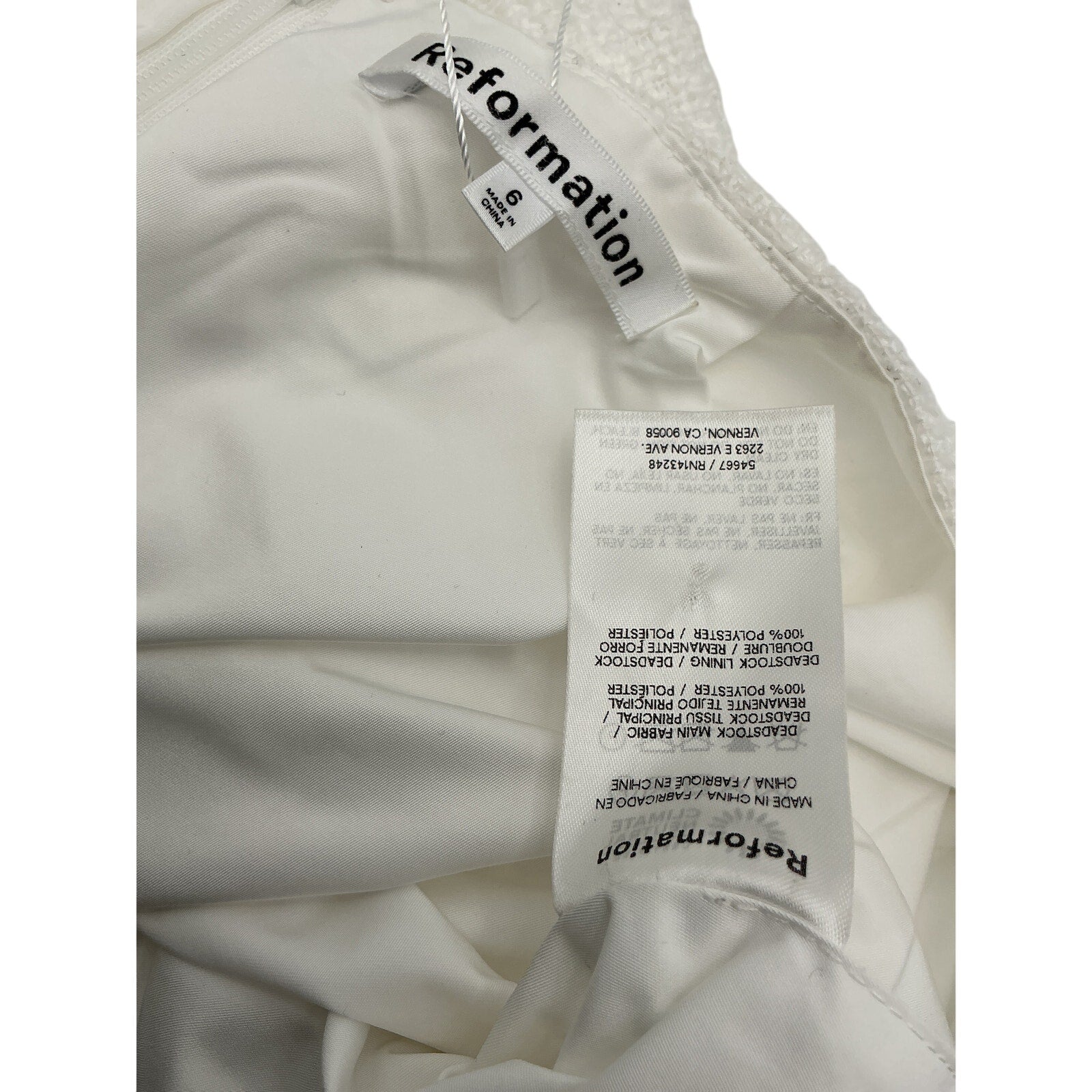 Reformation 'Aurelia' White Polyester Knit Mini Skirt Size 6