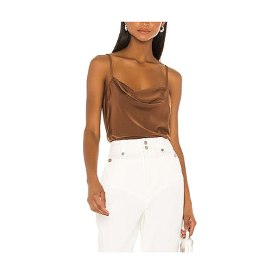 L'Academie 'Katlyn' Brown Poly Top Size S