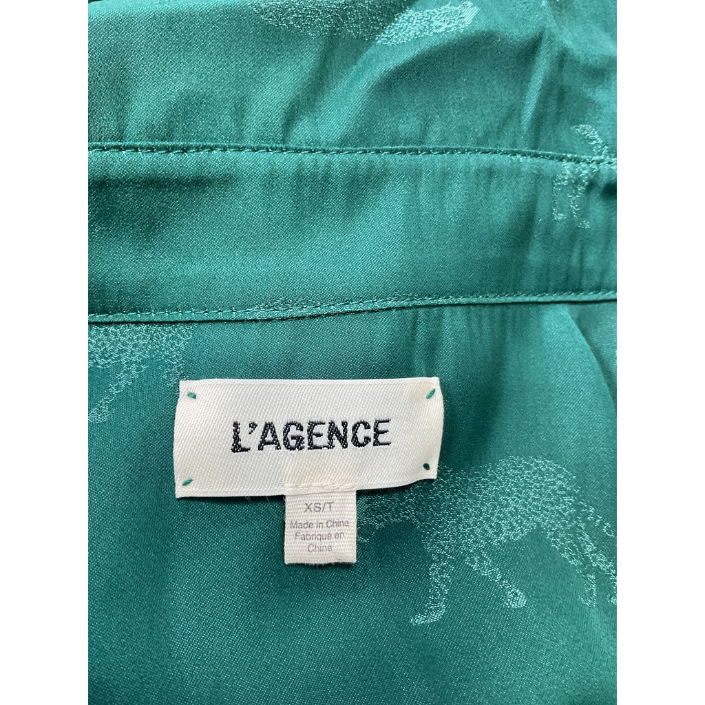 L'Agence 'Holly' Green Polyester Blouse Size XS