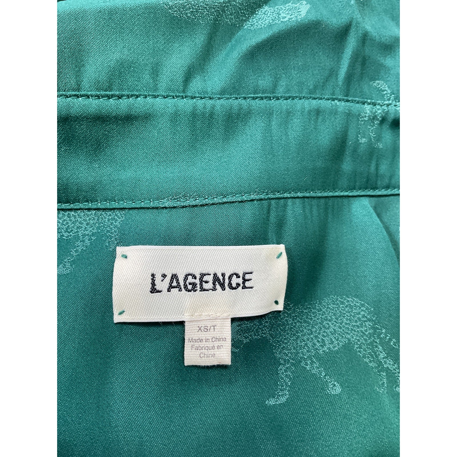 L'Agence 'Holly' Green Polyester Blouse Size XS