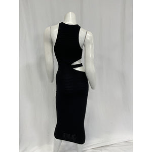 Michael Costello 'Athena' Black Rayon Midi Dress Size S