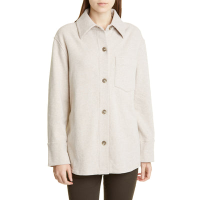 Vince 'Oversize' Tan Cotton Blend Knit Shirt Jacket Size L