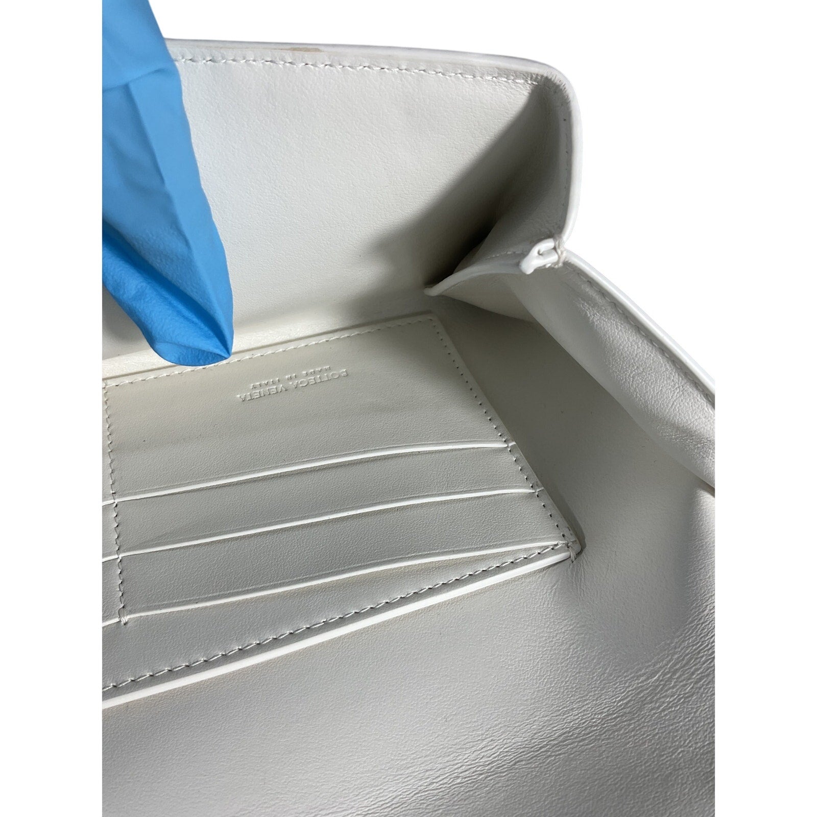 Bottega Veneta Small Point White Leather Lock Clutch