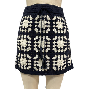 Frame Crocheted Blue Tassel Tie Skirt Size XS