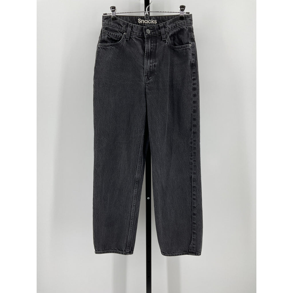 Mother Snacks! High Waisted Double Black Cotton Stack Hover Denim Jean Size 27