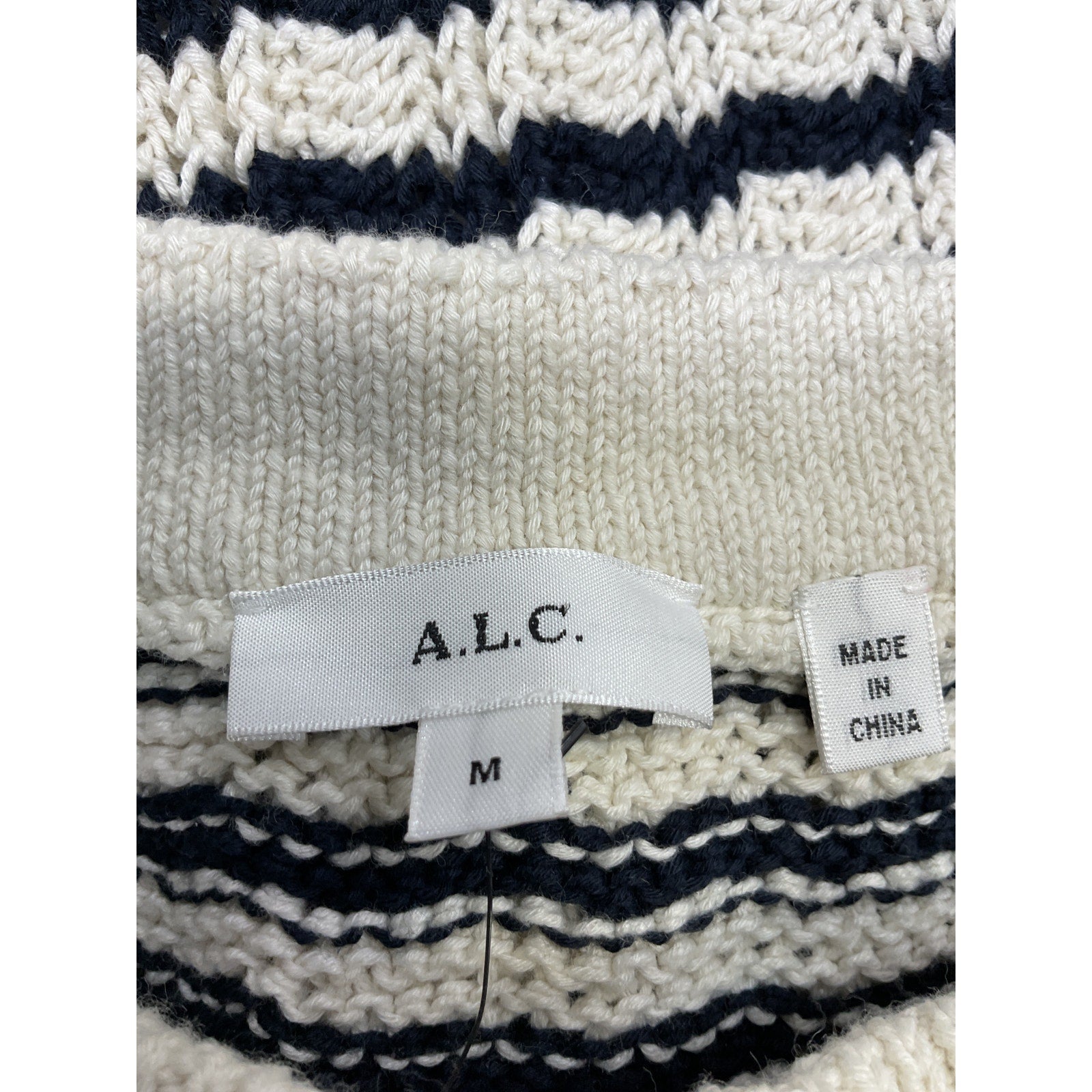 A.L.C. 'Margo' White Striped Knit Top Size M