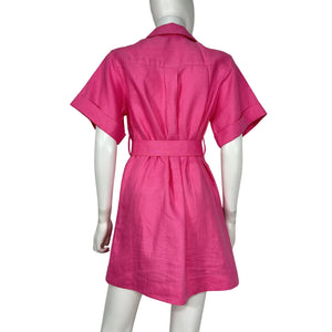 Matthew Bruch Belted Pink Safari Mini Dress Size 1