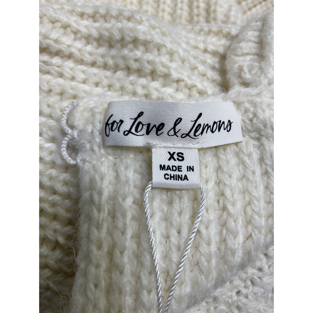 For Love & Lemons 'Jade' Cream Acrylic Dress Size XS - NWT