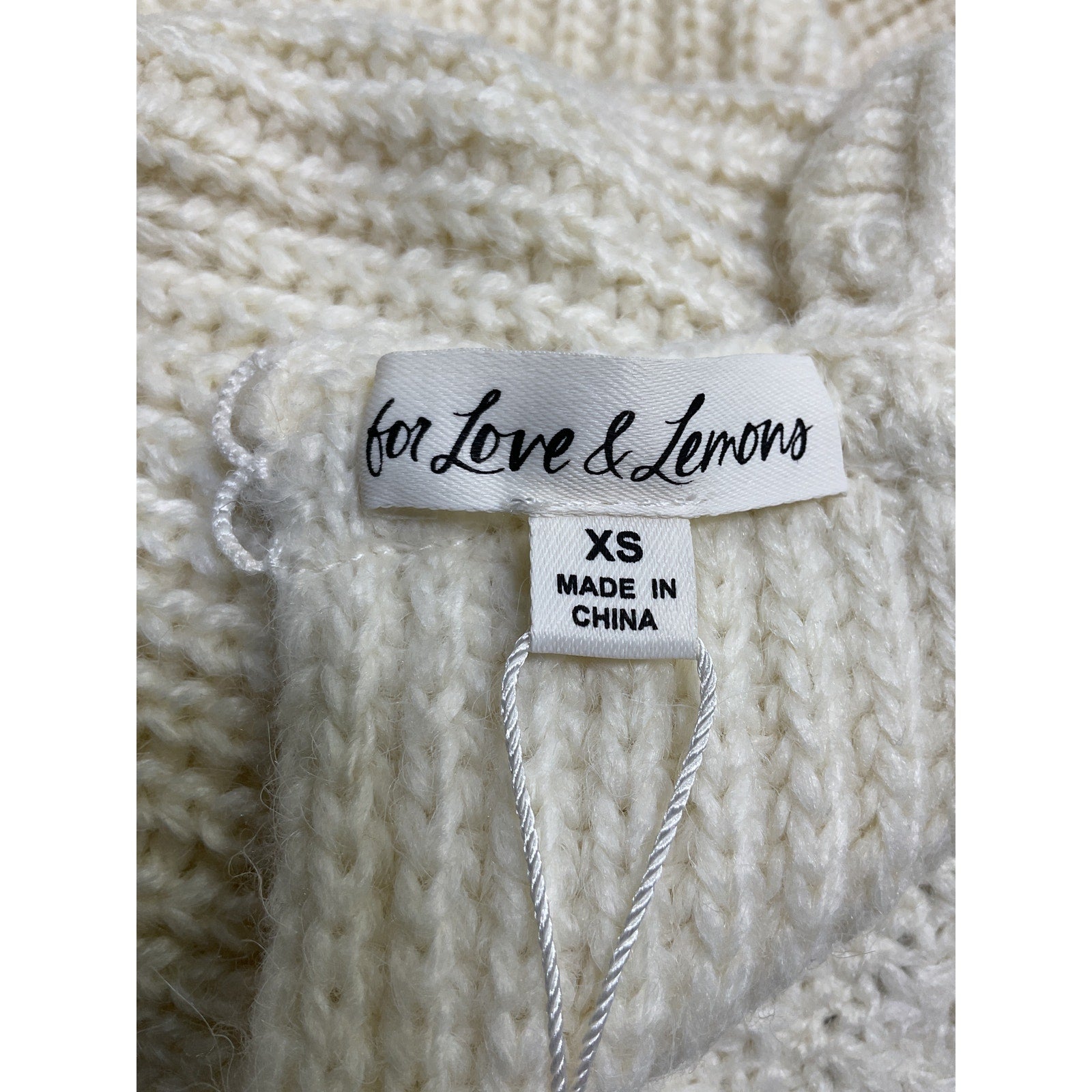 For Love & Lemons 'Jade' Cream Acrylic Dress Size XS - NWT