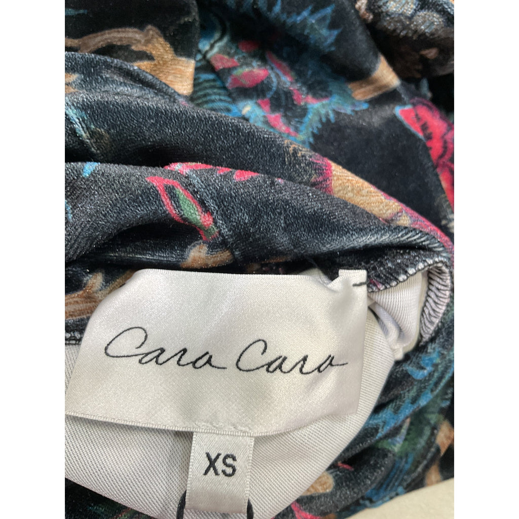 Cara Cara 'Piper' Black Velour Paisley Floral Print Turtleneck Long Sleeve Dress Size XS - NWT