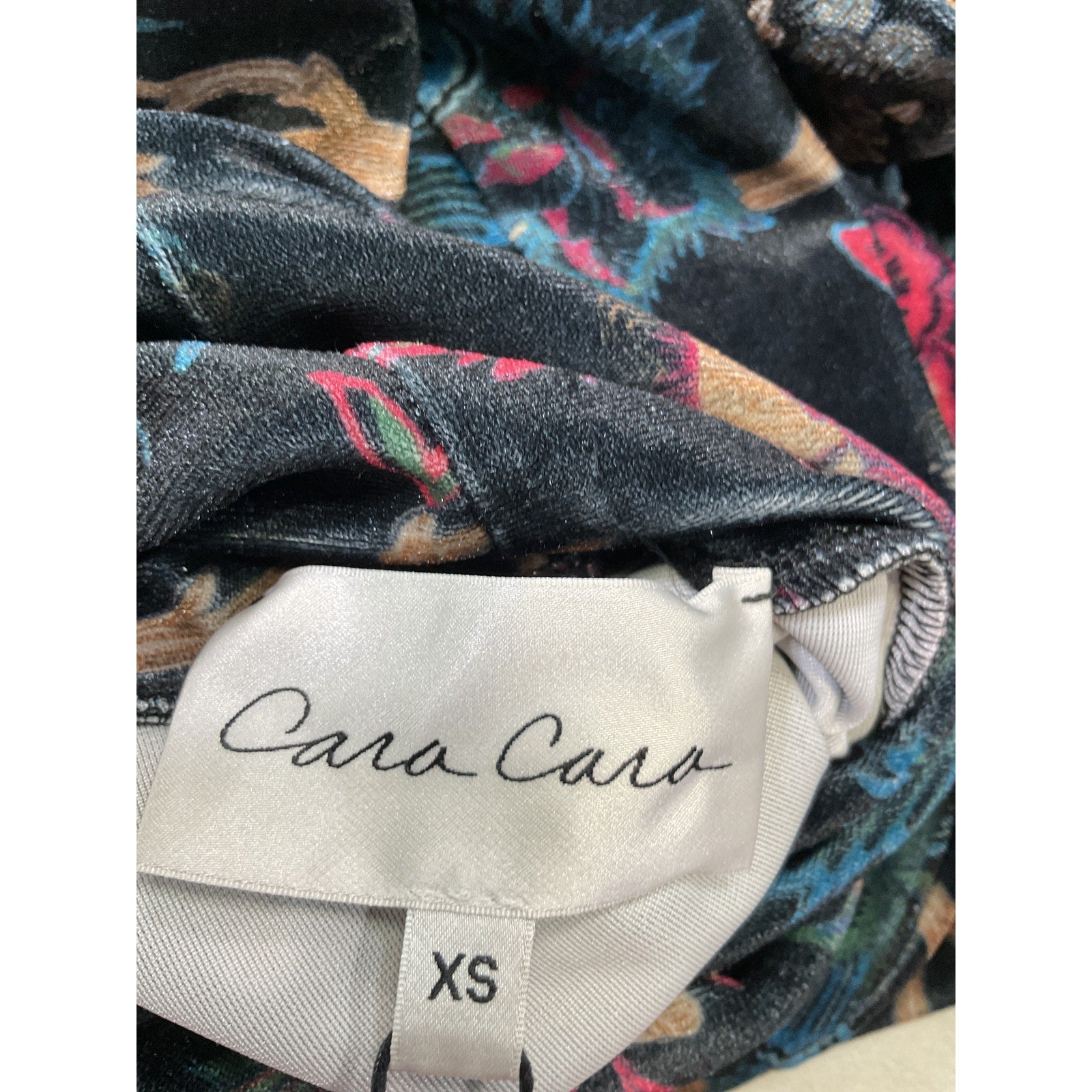 Cara Cara 'Piper' Black Velour Paisley Floral Print Turtleneck Long Sleeve Dress Size XS - NWT
