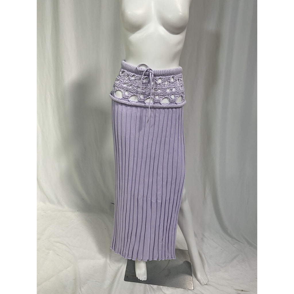Christopher Esber 'Crochet' Purple Pleat Knit Skirt Size S