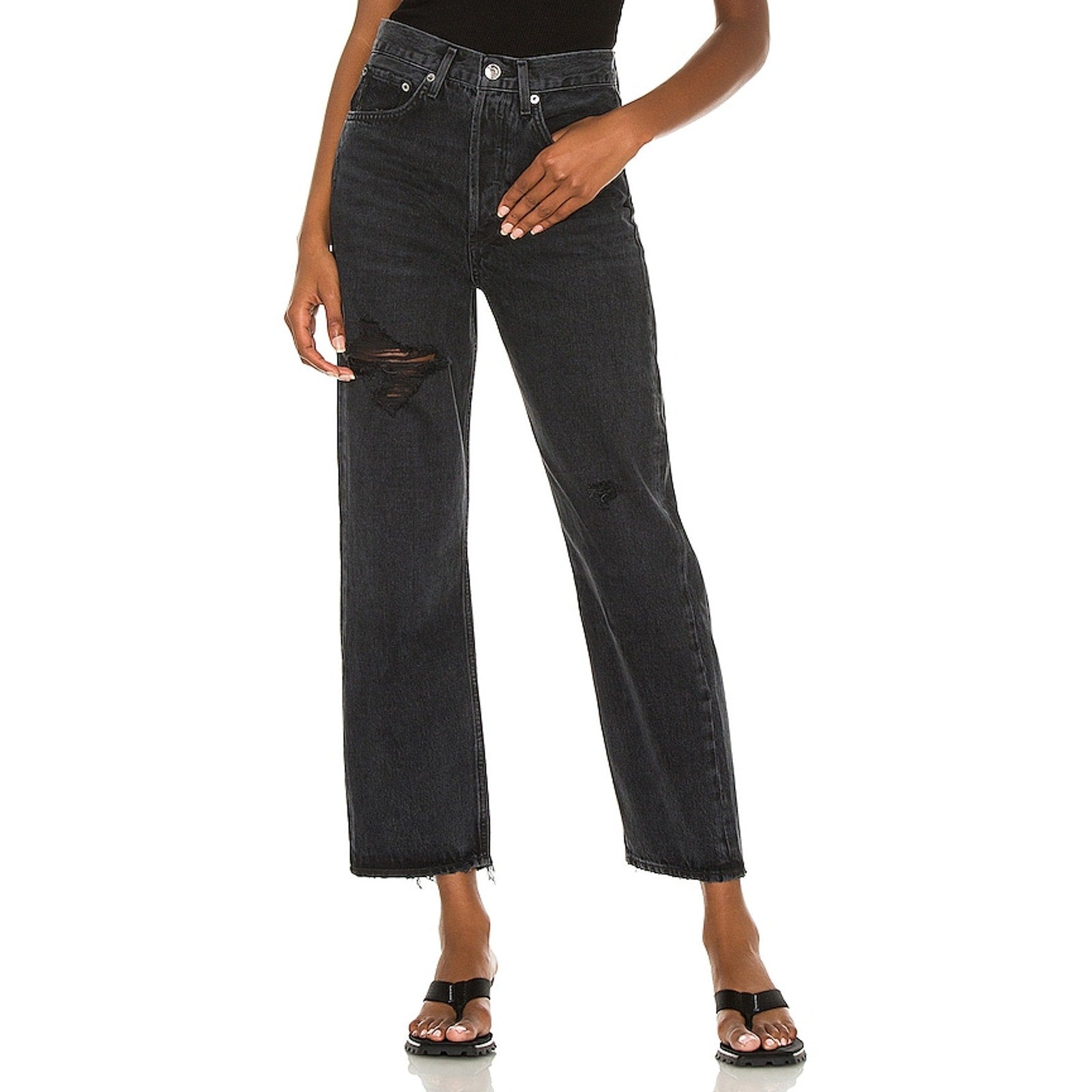 Agolde '90s' Black Crop Denim Jeans Size 26