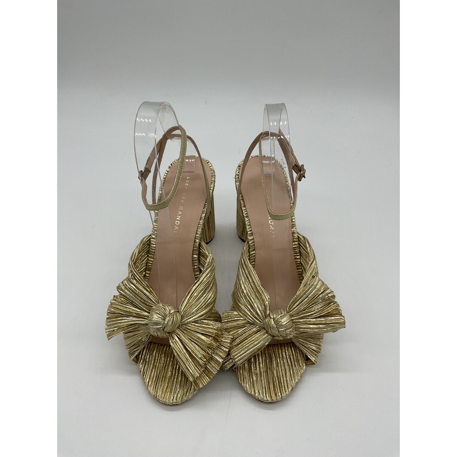 Loeffler Randall 'Camellia' Gold Leather  Knotted Lam� Sandals Size 9