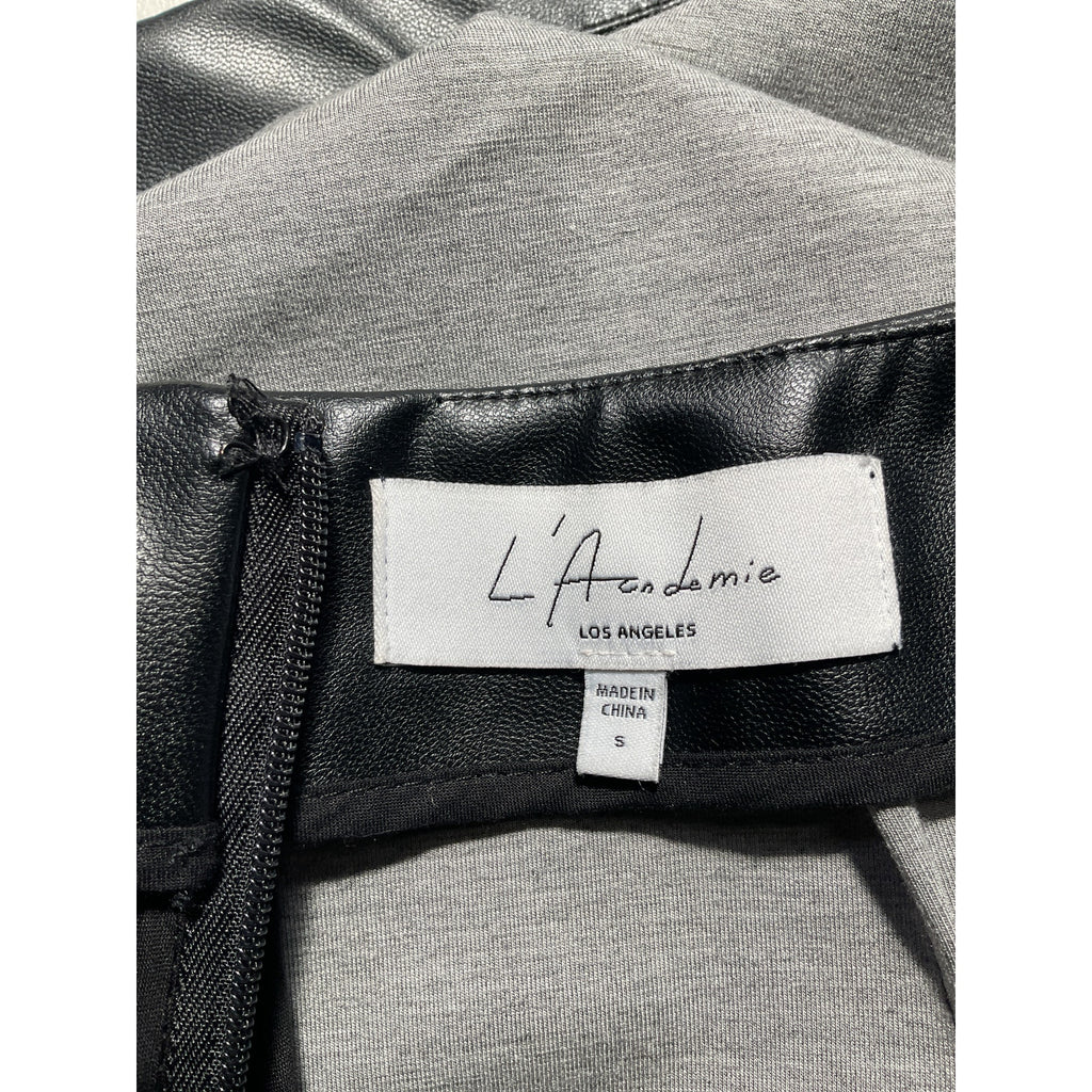 L'Academie 'Tasha' Black Faux Leather Micro Skirt Size S