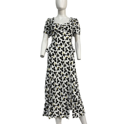 Diane Von Furstenberg Floral White Aurora Graphic Flower Dress Size 2