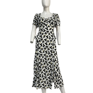 Diane Von Furstenberg Floral White Aurora Graphic Flower Dress Size 2