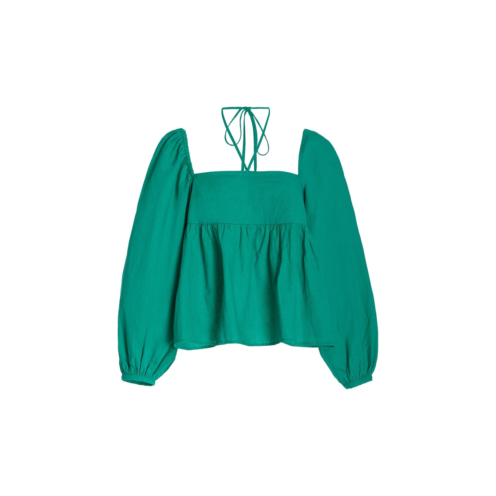 Ciao Lucia 'Corina' Green Linen-Cotton Top Size S