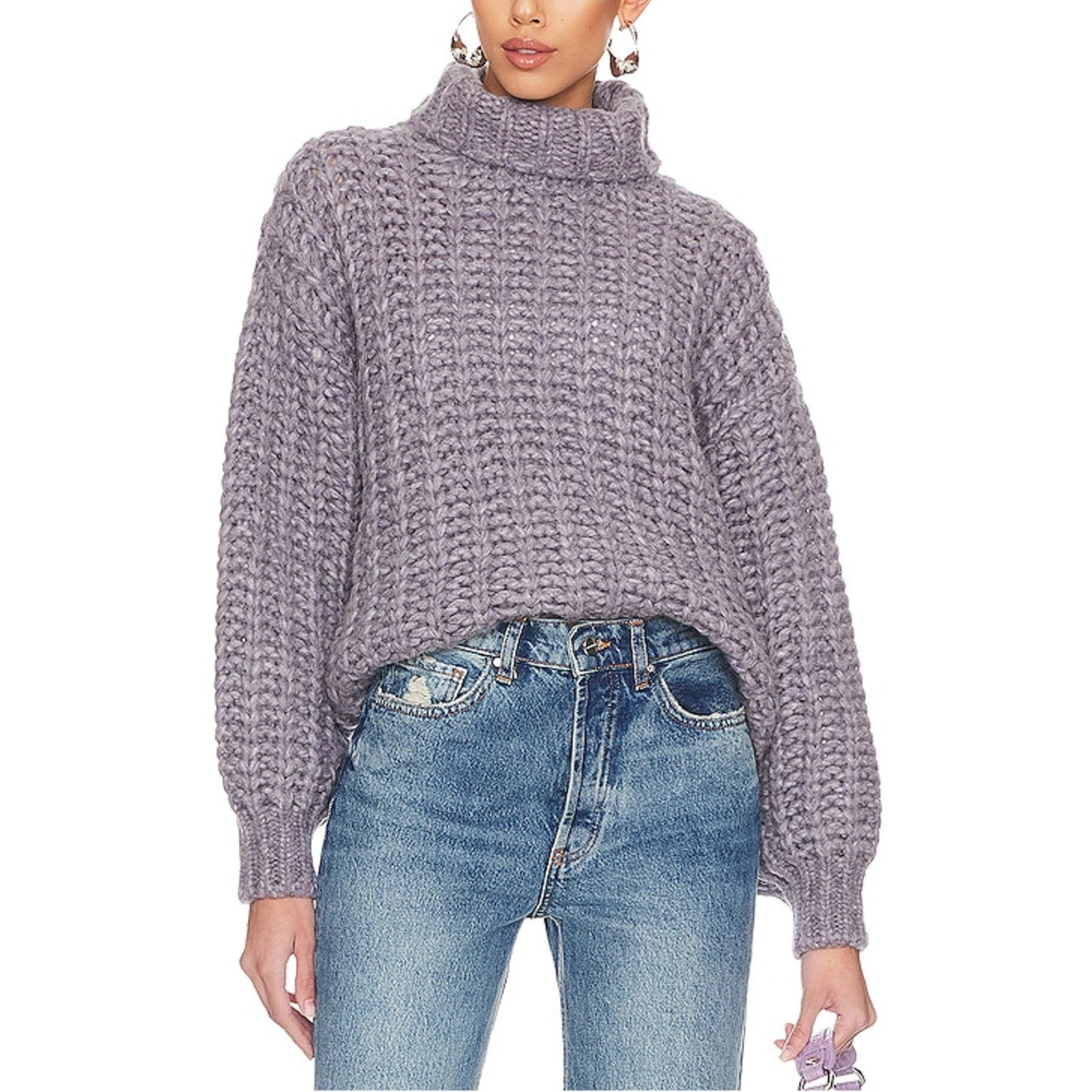 Anine Bing 'Iris' Purple Turtleneck Sweater Size S