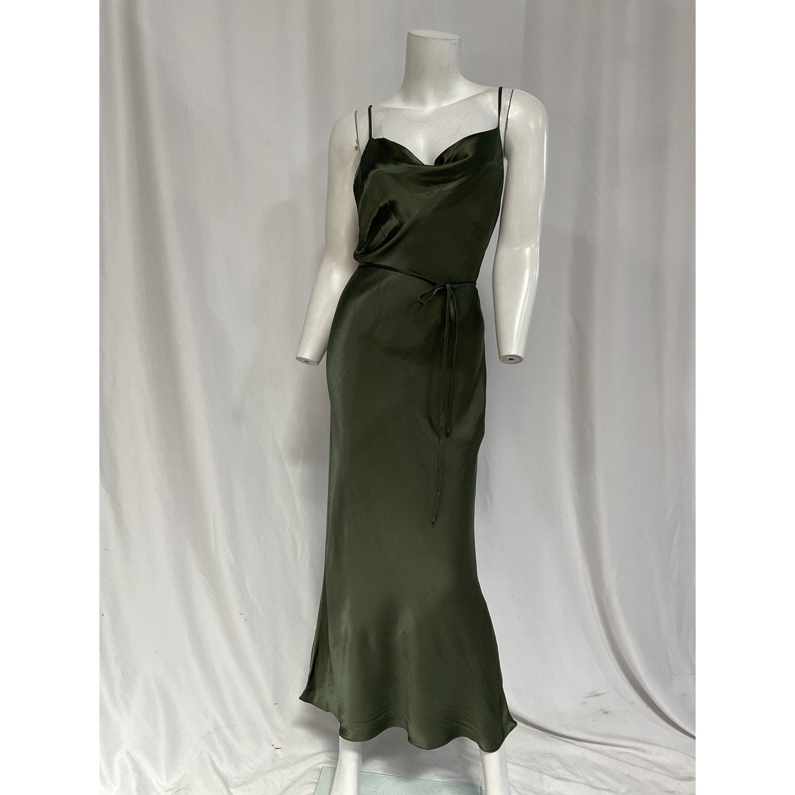 Shona Joy 'La Lune' Green Bias Cowl Midi Dress Size 4