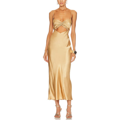 Shona Joy Satin Gold Oliviera Dress Size 6