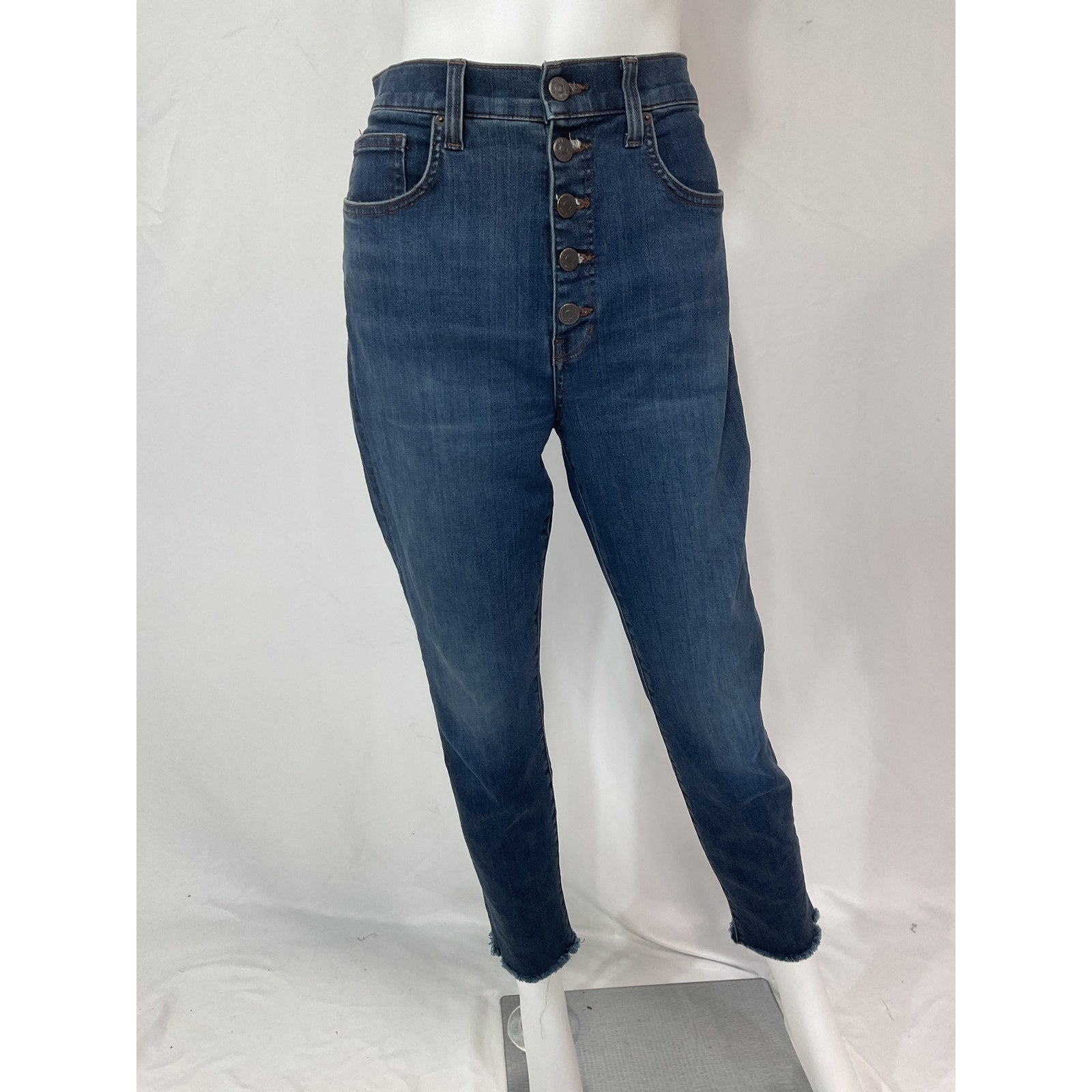 Veronica Beard 'Debbie' Blue Skinny-Ankle Denim Jean Raw Hem Size 31
