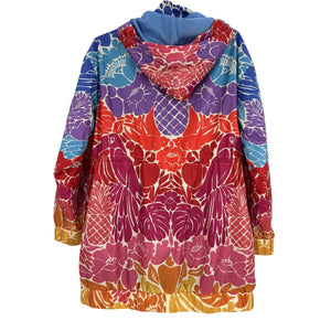 Farm Rio Vibrant Multicolor Tropical Graphic Hooded Parka Size L