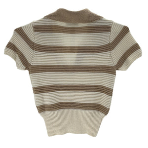 L'Academie Striped Beige Drea Polo Sweater Size XXS