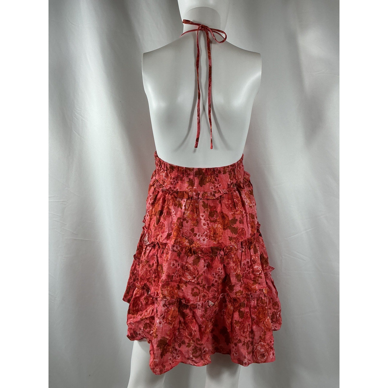 Cami Nyc 'Doris' Red Linen Tiered Mini Dress Size S
