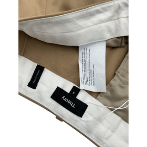 Theory Sleek Tan Tapered High-Waist Flannel Trousers Size 4