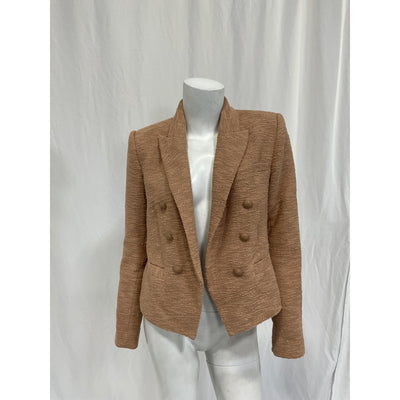 L'Agence 'Brooke' Tan Cotton Double Breasted Crop Blazer Size 4