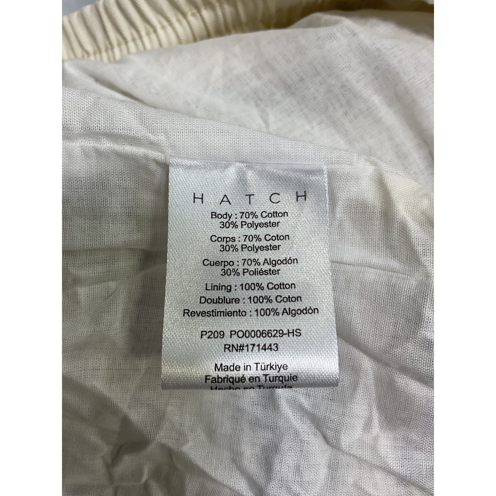 Hatch 'The Rowan' Cream Cotton Short Size 3