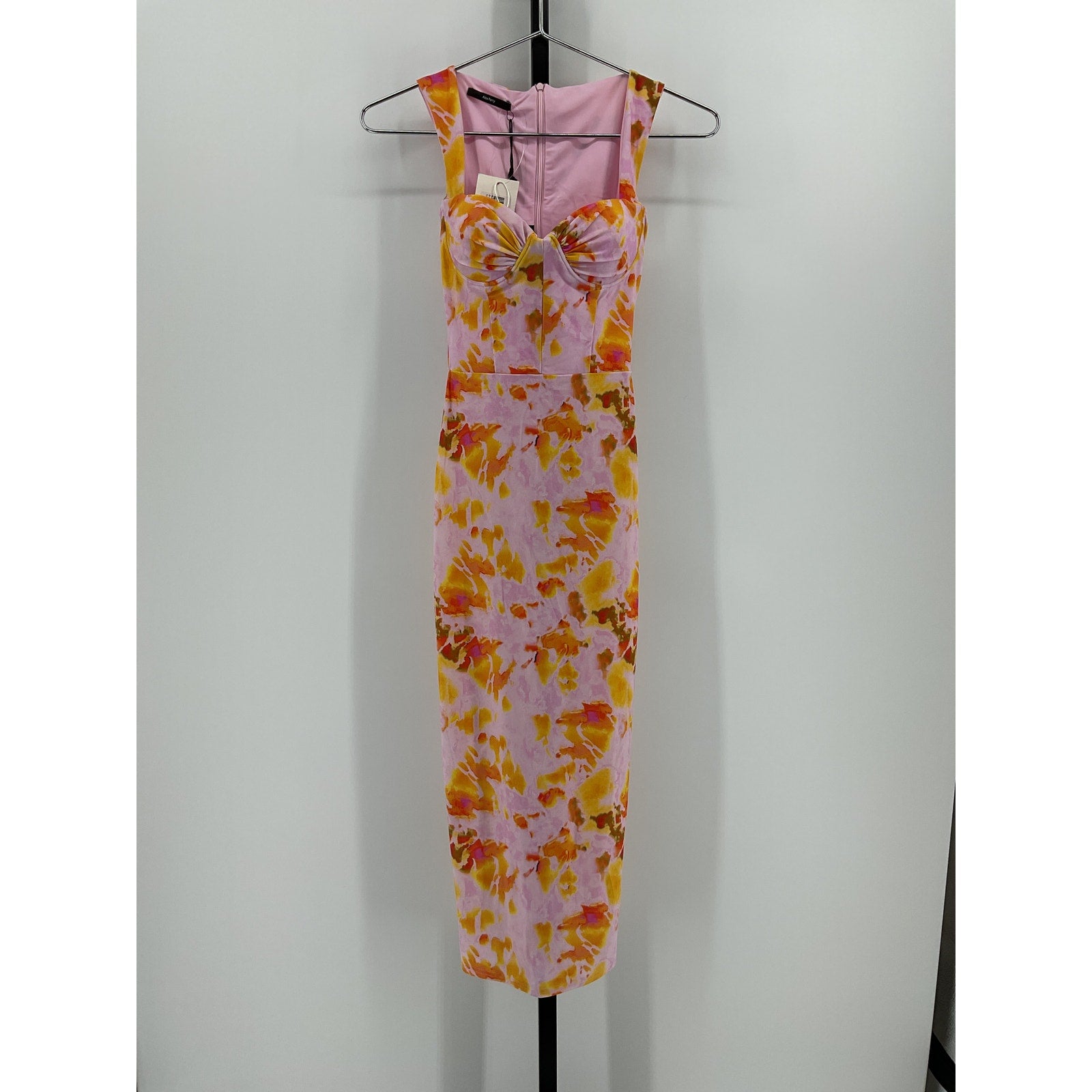 Alex Perry 'Claret' Pink Polyamide Tie-Dye Stretch-Jersey Midi Dress Size 8 - NWT