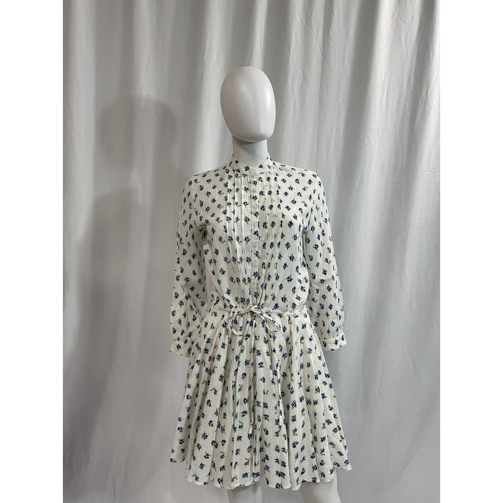 Zadig & Voltaire 'Ranil' White Floral A Line Long Sleeve Mini Dress Size S
