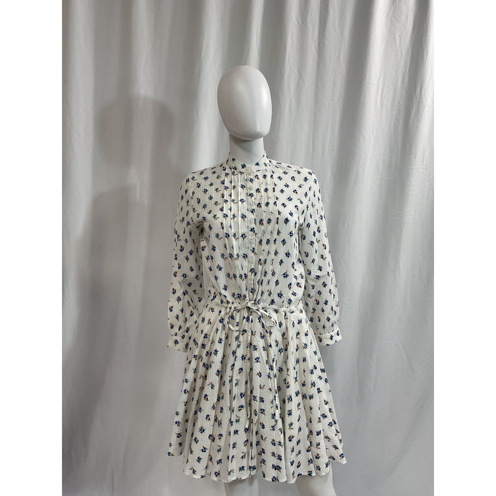 Zadig & Voltaire 'Ranil' White Floral A Line Long Sleeve Mini Dress Size S