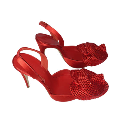 Magda Butrym Sparkling Red Rose Applique Pumps Size EU 38 / US 6