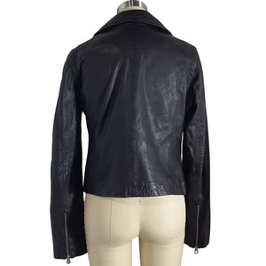 Madewell Washed Leather True Black Motorcycle Jacket Size M NWT