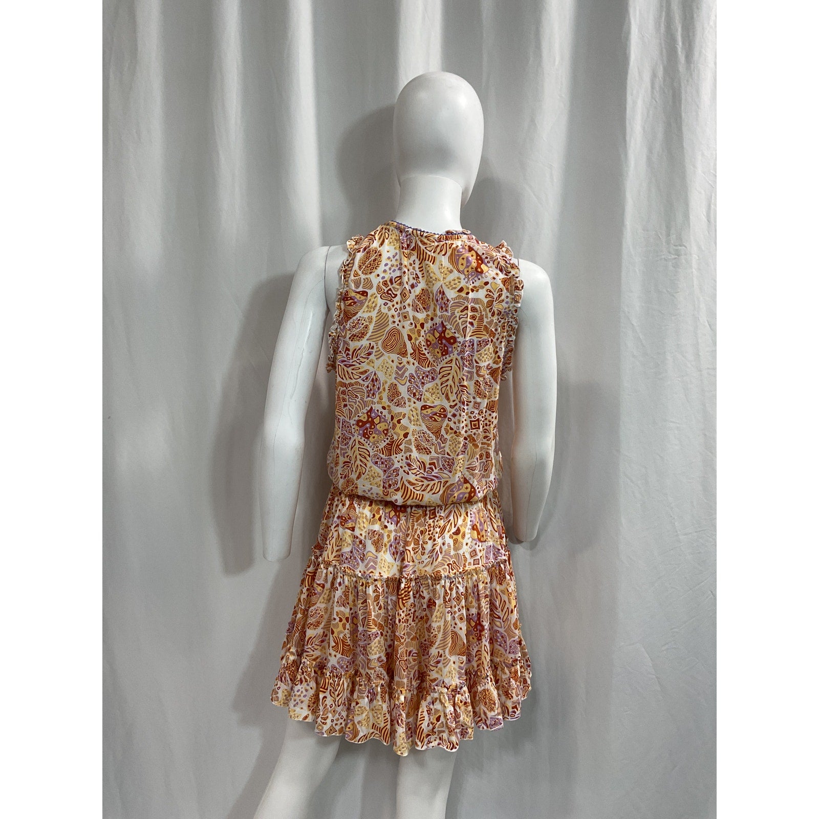 Poupette St Barth 'Clara' Orange Tassel Detail Mini Dress Size S