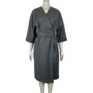 Brunello Cucinelli Belted Gray Wrap Dress Size XS