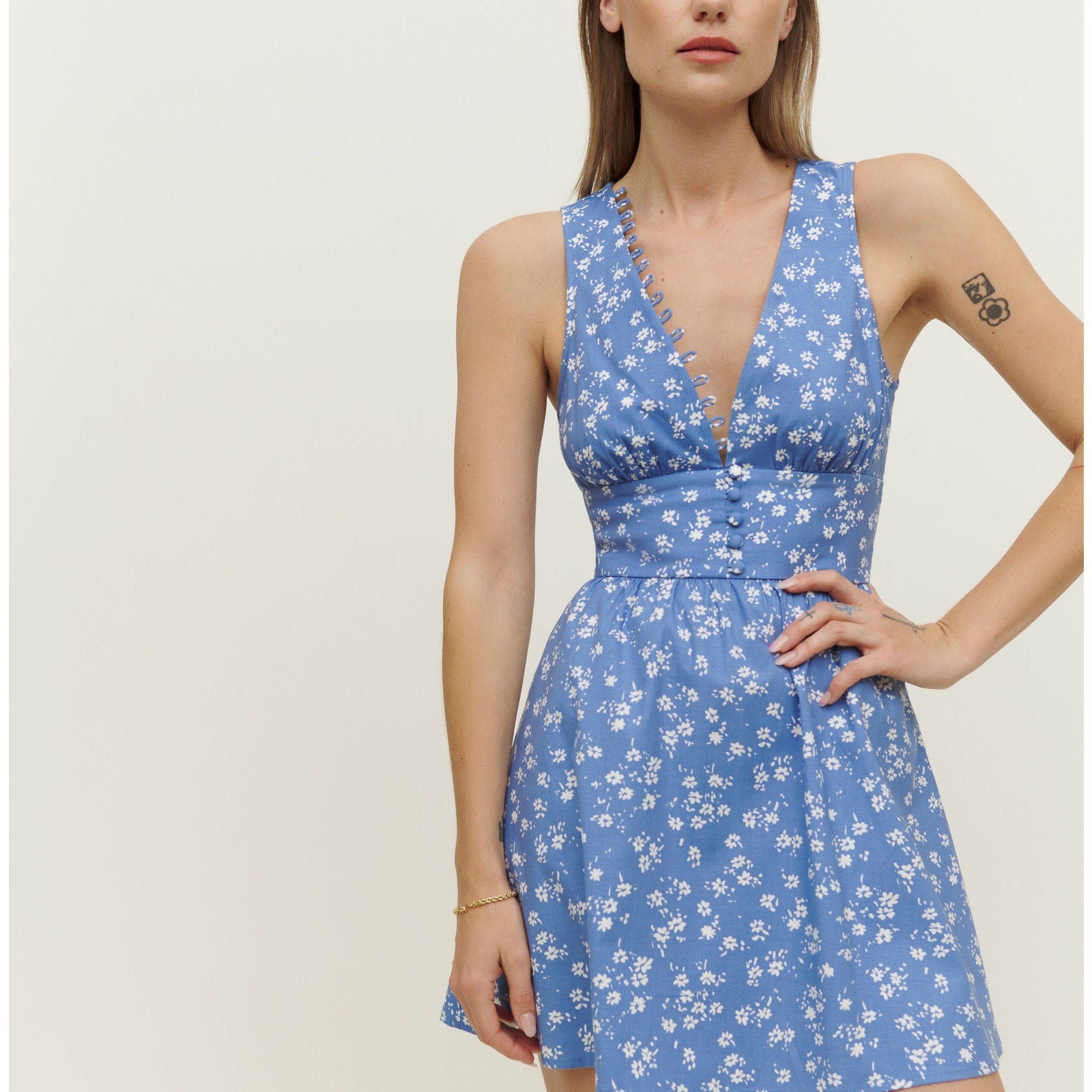Reformation 'Isador' Blue Cotton Dress Size 4
