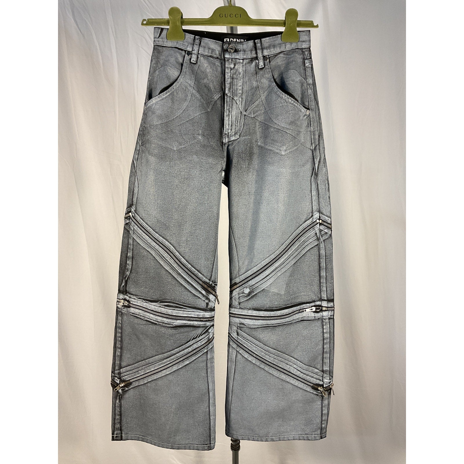Eb Denim Zipped Gray Frederic Wide Leg Denim Jean Size 24