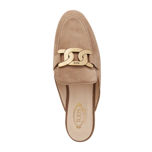 Tod's Suede Tan Chain Link Slippers Size 38.5 EU / 8.5 US