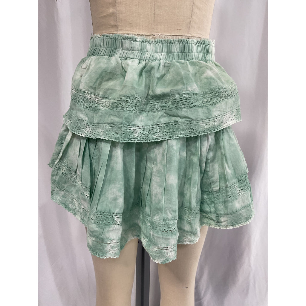 Loveshackfancy 'Ruffle' Green Mini Skirt Size S