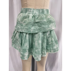 Loveshackfancy 'Ruffle' Green Mini Skirt Size S