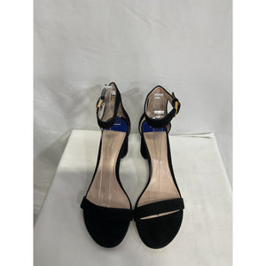 Stuart Weitzman 'Nudistcurve 35' Black Square Toe Block Sandal Size 8
