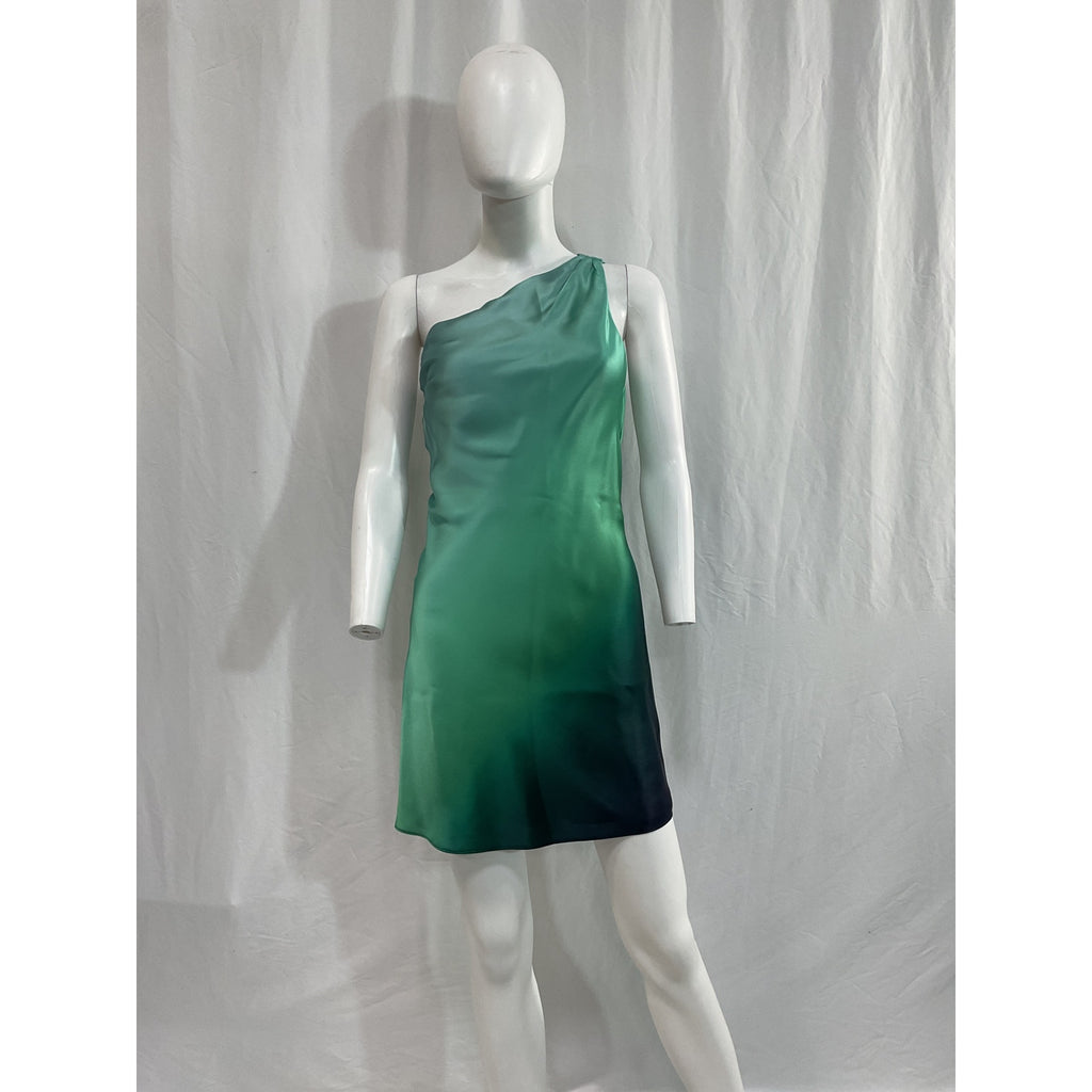 Cami Nyc 'Anges' Green One Shoulder Satin Mini Dress Size XS