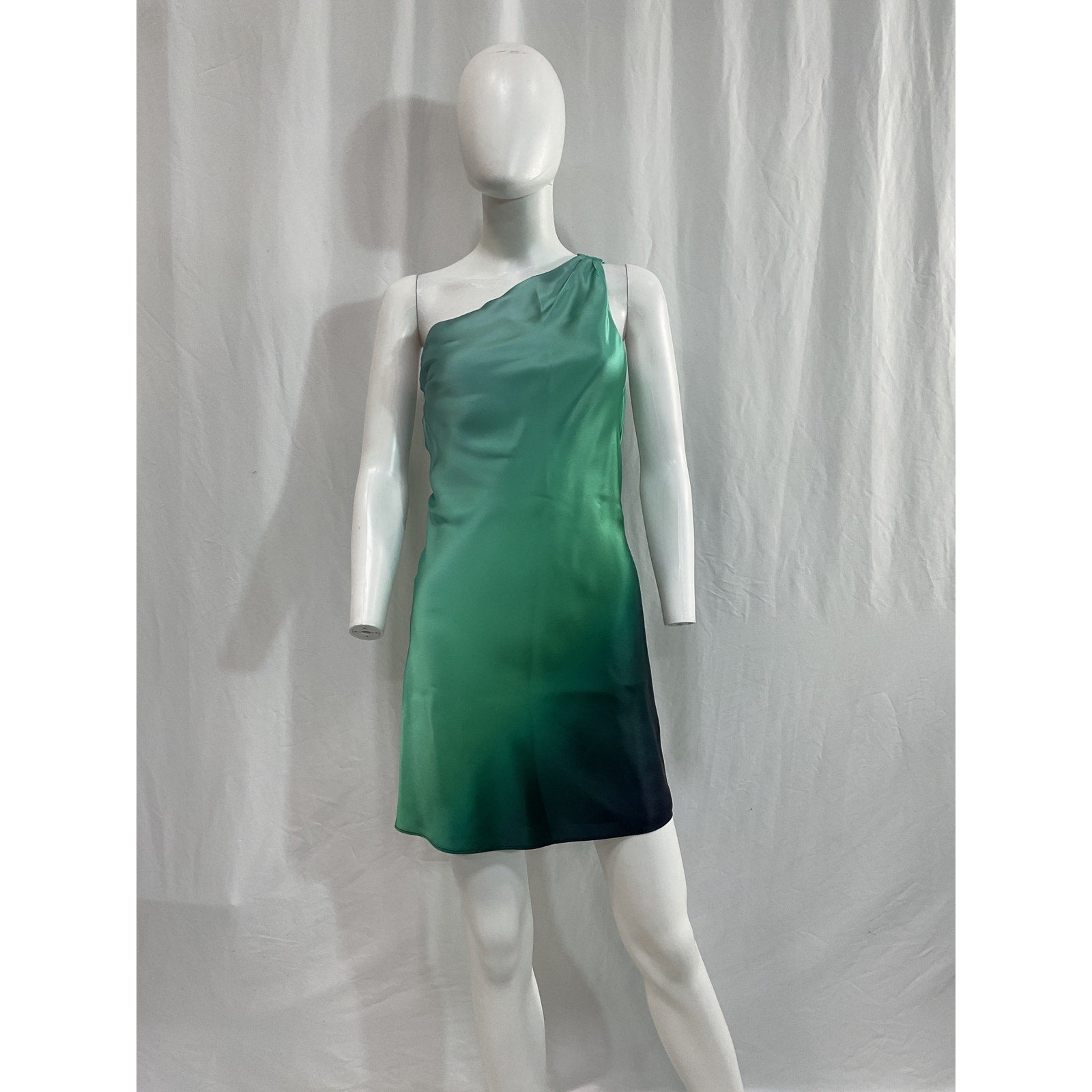 Cami Nyc 'Anges' Green One Shoulder Satin Mini Dress Size XS