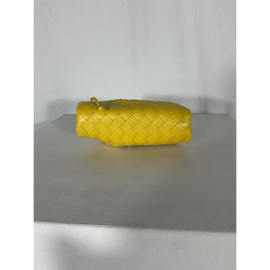Bottega Veneta Mini Leather Gold Leather Woven Pouch Clutch Crossbody Bag